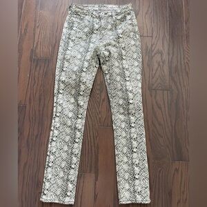 AG Adriano Goldschmied The Mari Snake Print High Rise Straight Crop Jeans NWT